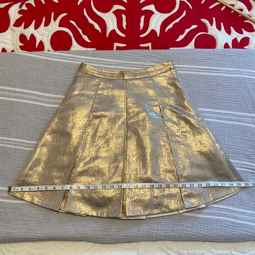 Kate Spade New York Ariella Gold Shimmer A-Line Pleated Skirt Size 2 - Picture 14 of 16